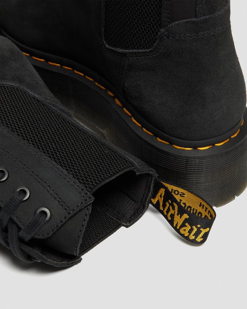 Dr Martens Jadon Nubuck Læder Platform Støvler Dame Sort | DK 241YXF